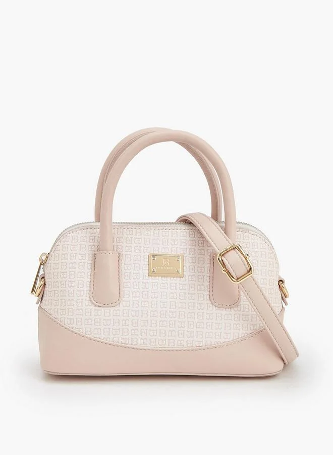 Flora Bella By Shoexpress Flora Bella Monogram Bag With Double Handles, Hanging Charm, And Additional Shoulder Strap